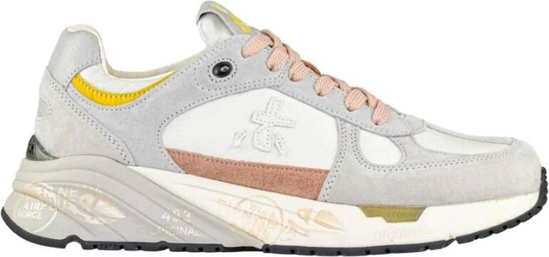 Premiata Leren Logo Veters Rubberen Zool Sneakers