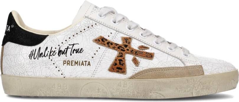 Premiata Leren sneakers met gehamerd effect en luipaardprint detail Multicolor Dames