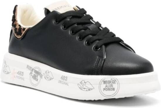 Premiata Leren Sneakers met Logo Print Zwart Dames