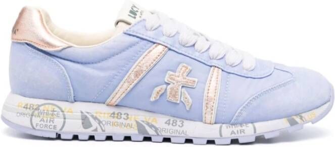 Premiata Lichtblauwe Sneakers met Logo Patch Blue Dames