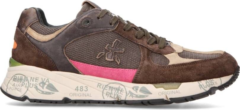 Premiata Vintage Sneakers met Levendige Details Brown Heren