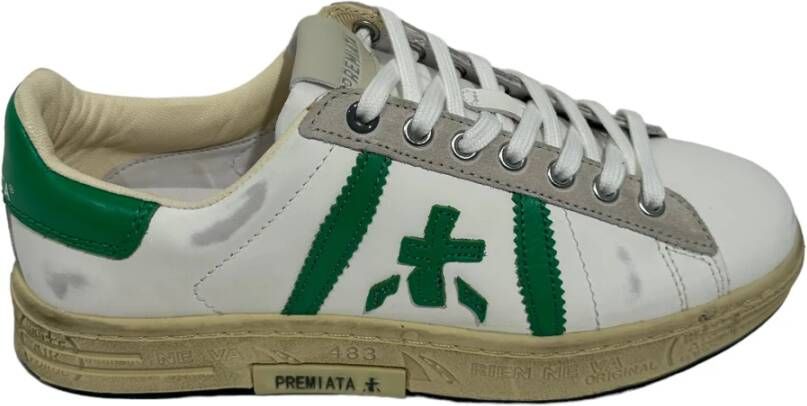 Premiata Polyester Sneaker met leren bovenwerk White Heren