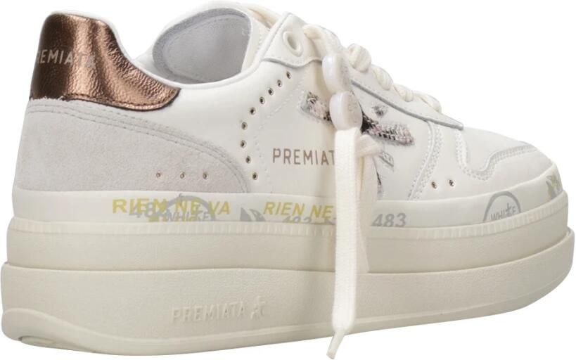 Premiata Witte Leren Sneakers Logo Zijkant Achterkant White Dames - Foto 7