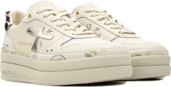 Premiata Elegante zwarte en witte leren sneakers