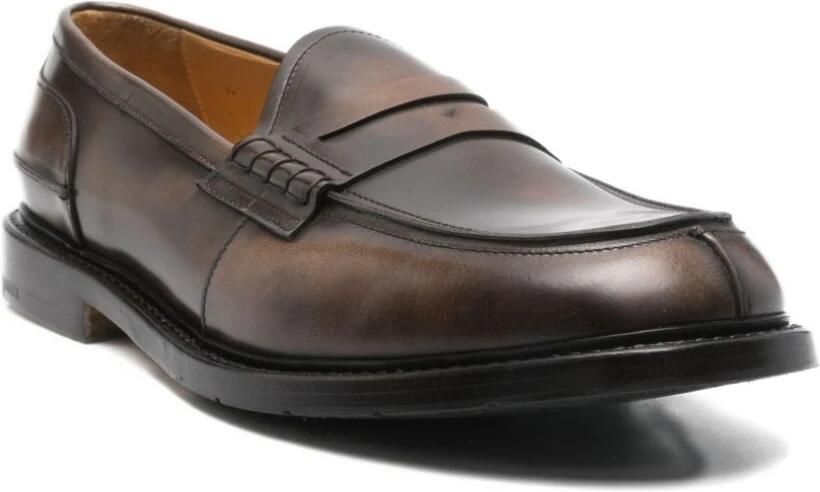 Premiata Bruin Leren Penny Slot Platte Schoenen