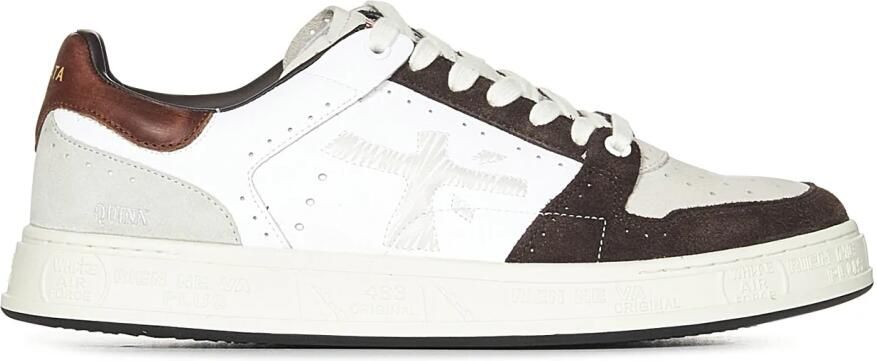 Premiata Bruine Leren Sneakers met Witte Inzetstukken