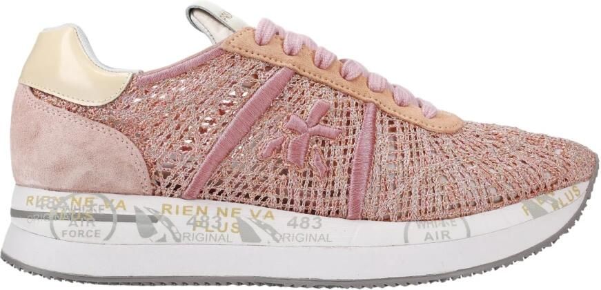 Premiata Kwaliteitslederen sneaker met koordtextuur Pink Dames - Foto 3