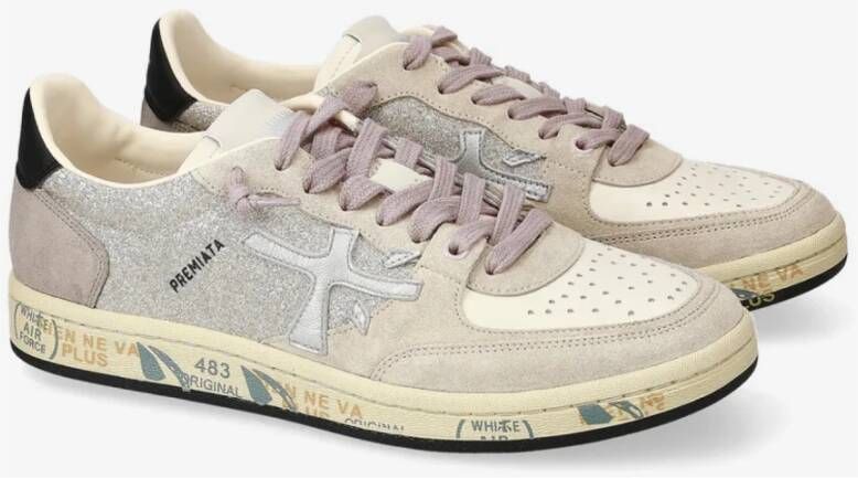 Premiata Leren Sneakers met Gebarsten Leren Bovenwerk Beige Dames - Foto 2