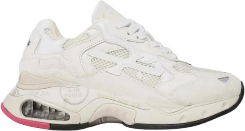 Premiata Low-Top Sneakers Innovative Sneakers With Mixed Material Design in wit