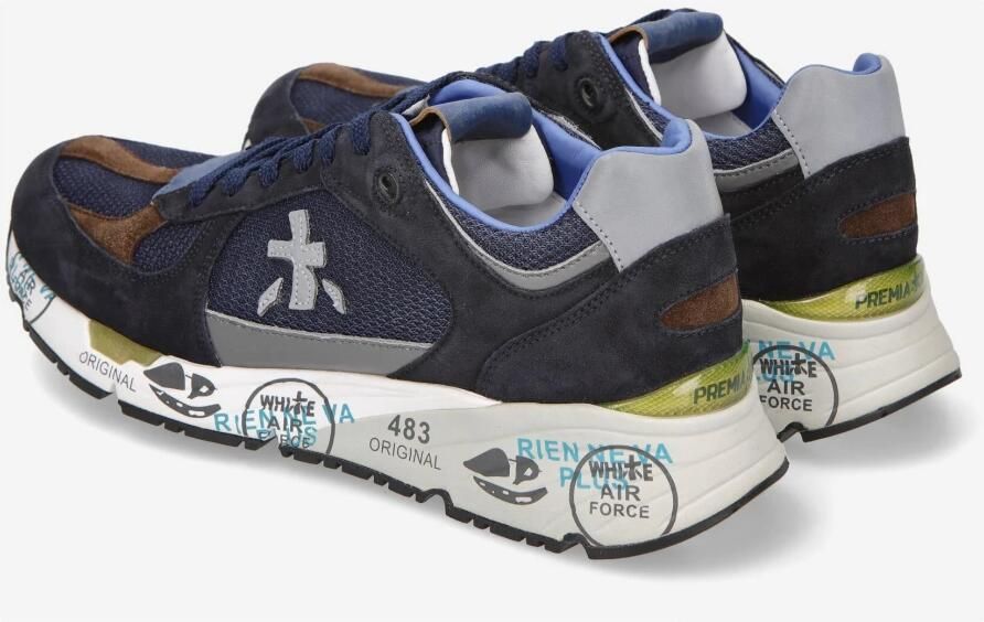 Premiata Blauwe Leren Sneakers met Suede en Nylon Inzetstukken Blue Heren - Foto 2