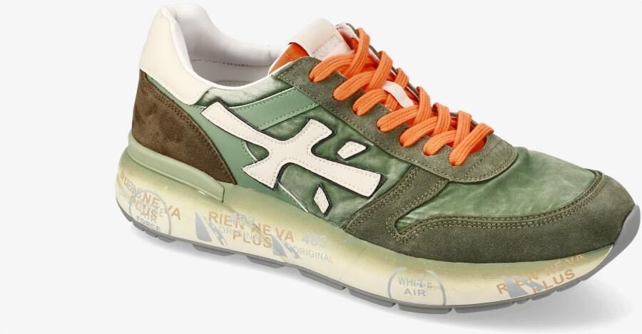 Premiata Groene Sneakers met Suède Leren Rand