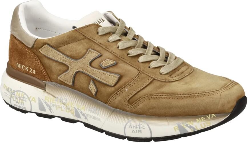 Premiata Beige Leren Sneakers Color-Block Ontwerp
