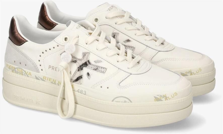Premiata Witte Leren Sneakers Logo Zijkant Achterkant White Dames - Foto 6