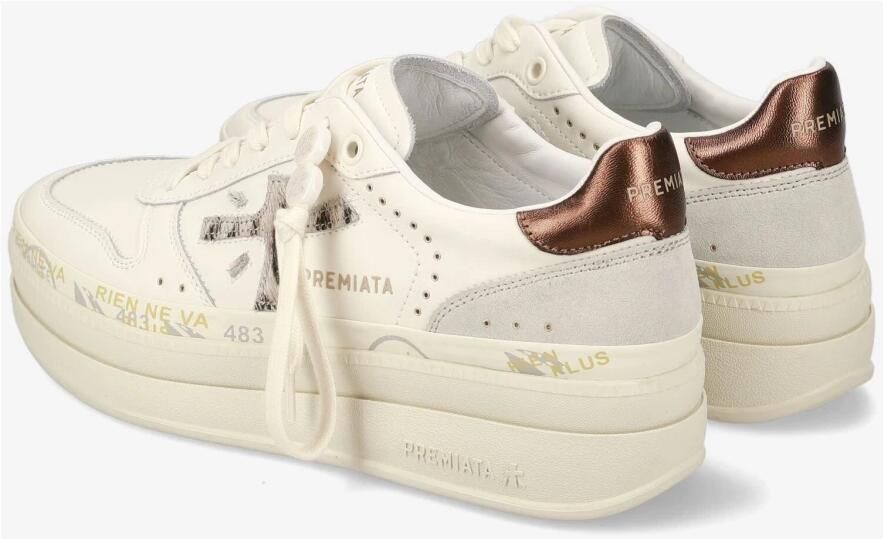 Premiata Witte Leren Sneakers Logo Zijkant Achterkant White Dames - Foto 4