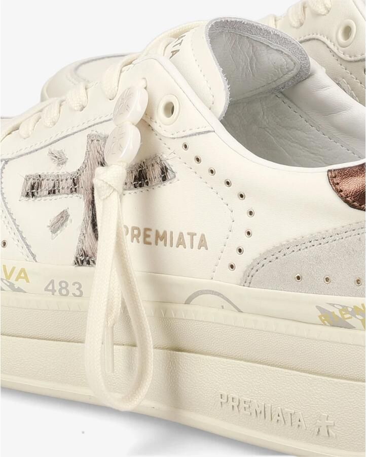 Premiata Witte Leren Sneakers Logo Zijkant Achterkant White Dames - Foto 3