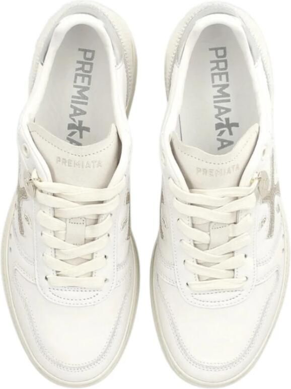 Premiata Witte Leren Sneakers Veters Logo