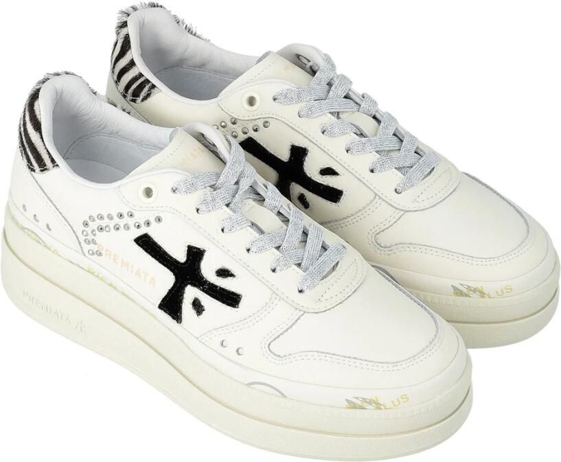 Premiata Witte Sneakers met Pony Skin Details