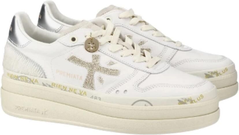 Premiata Witte Leren Sneakers Veters Logo - Foto 2