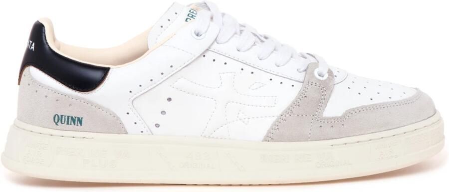 Premiata Logo Sneakers met Suède Bovenwerk en Rubberen Zool White Heren