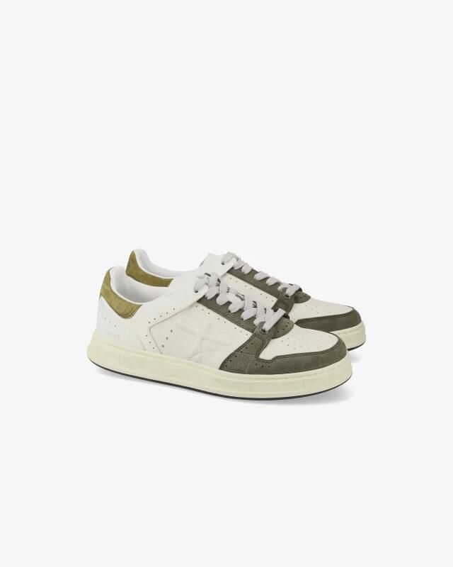 Premiata Witte leren sneakers met groene accenten - Foto 2