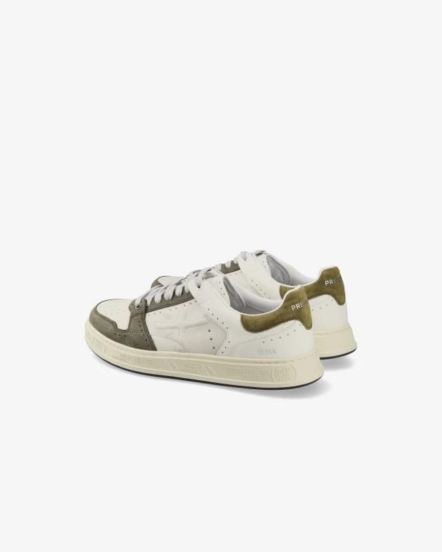 Premiata Witte leren sneakers met groene accenten - Foto 3