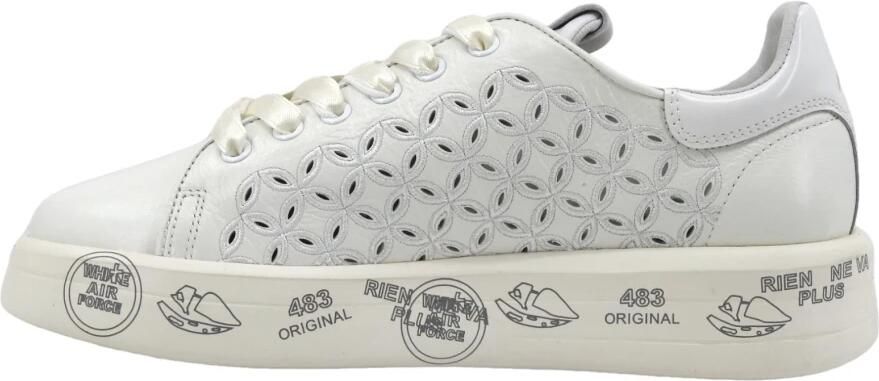 Premiata Witte Leren Veterschoenen met Geborduurde Details White Dames - Foto 2