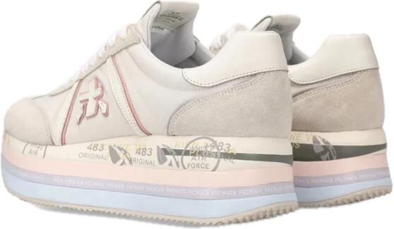 Premiata Suede Logo Sneakers Reguliere Pasvorm Rubberen Zool Beige Dames - Foto 8