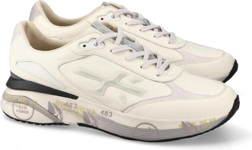Premiata Witte Sneakers met IJs-Grijze Afwerking