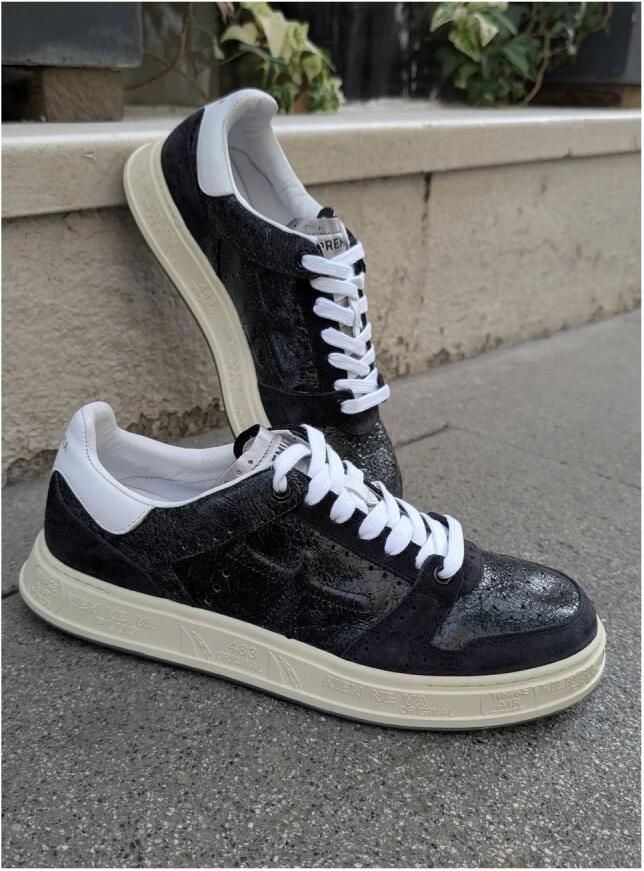 Premiata Zwarte Quinn Leren Sneakers
