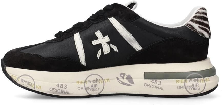 Premiata Zwarte Sneakers met Zebra Print