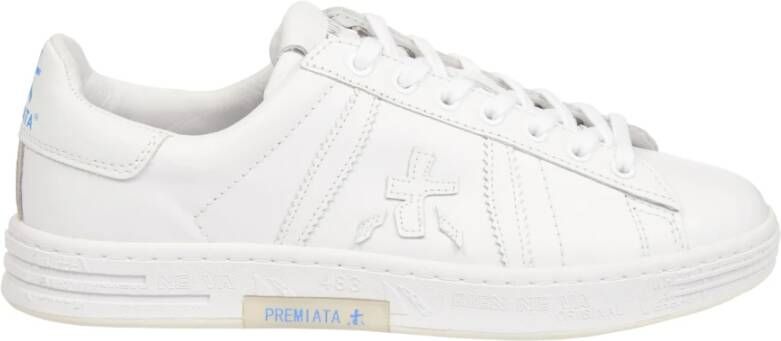 Premiata Witte leren sneakers met verwijderbare binnenzool White Heren