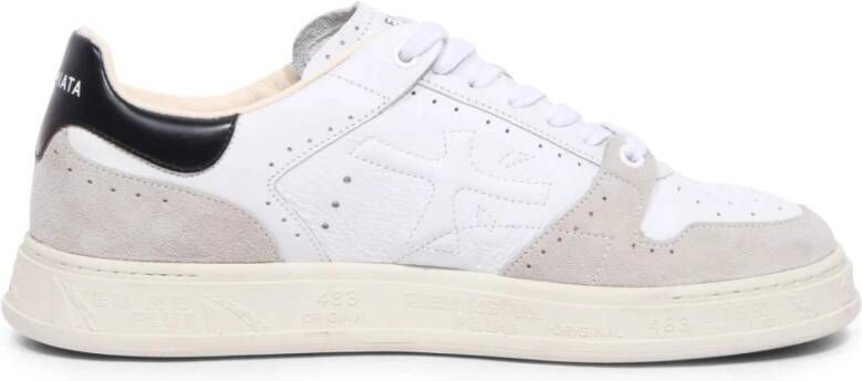 Premiata Logo Sneakers met Suède Bovenwerk en Rubberen Zool White Heren