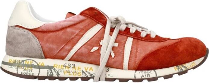 Premiata Rood Oranje Stoffen Sneakers Lucy