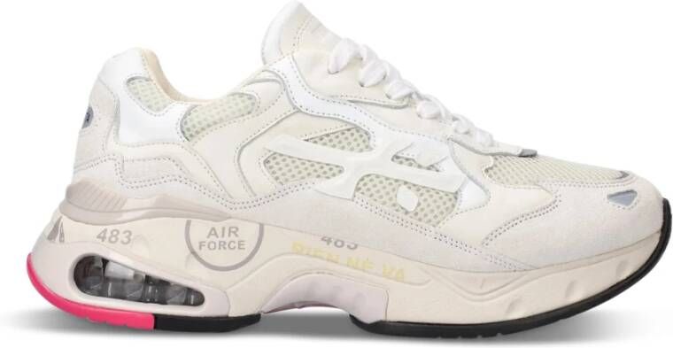 Premiata Low-Top Sneakers Innovative Sneakers With Mixed Material Design in wit