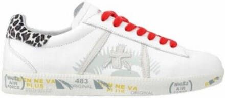 Premiata Witte Leren Sneakers met Contrasterende Patch White