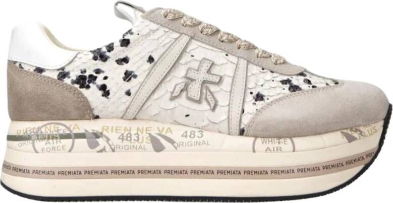 Premiata Stijlvolle sneakers met krokodilleneffect voor dames Beige Dames