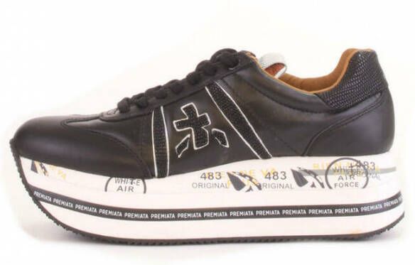 Premiata Chunky Leren Sneaker met Klassieke Prints Black Dames - Foto 7