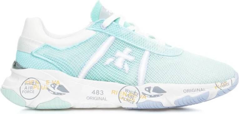 Premiata Stijlvolle groene leren sneakers met ritssluiting en meerdere compartimenten Green Dames