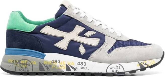 Premiata Leren en stoffen sneakers met rubberen zool Blue Heren