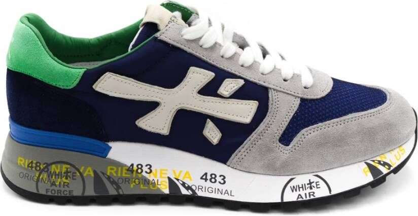 Premiata Leren en stoffen sneakers met rubberen zool Blue Heren