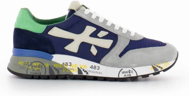 Premiata Leren en stoffen sneakers met rubberen zool Blue Heren