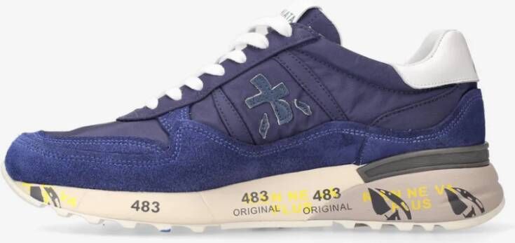 Premiata Zachte suède en nylon sneakers met aangepaste logo zool Blauw Heren