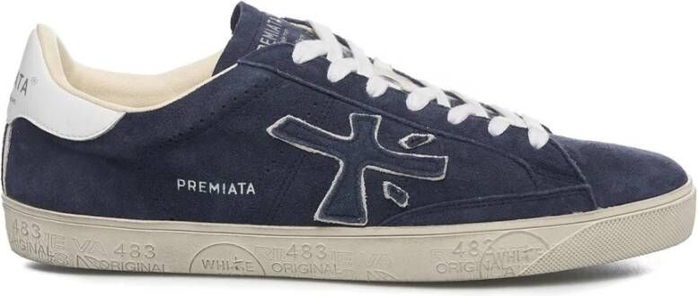 Premiata Steven 6643 Blauw Suède Sneakers Blue Heren