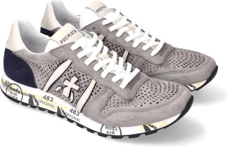 Premiata Eric 6141 Retro-geïnspireerde herenleren sneakers Gray Heren