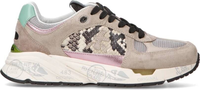 Premiata Mased Sneakers Vintage Silhouet met Levendige Details Beige Dames