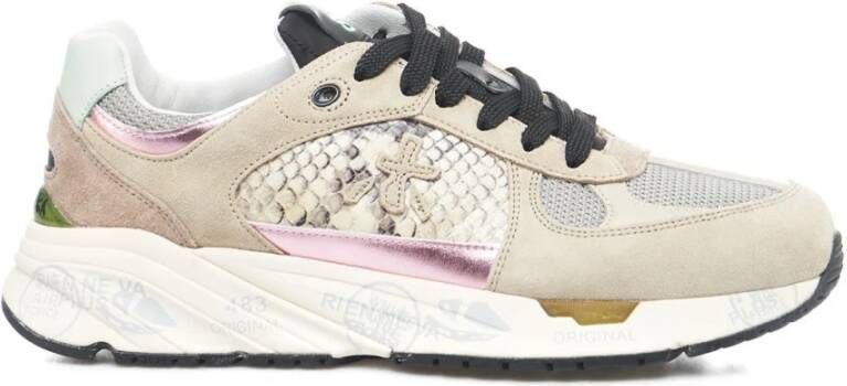 Premiata Mased Sneakers Vintage Silhouet met Levendige Details Beige Dames