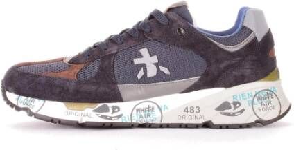 Premiata Blauwe Leren Sneakers met Suede en Nylon Inzetstukken Blue Heren