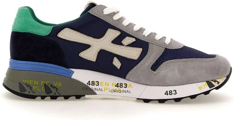 Premiata Leren en stoffen sneakers met rubberen zool Blue Heren