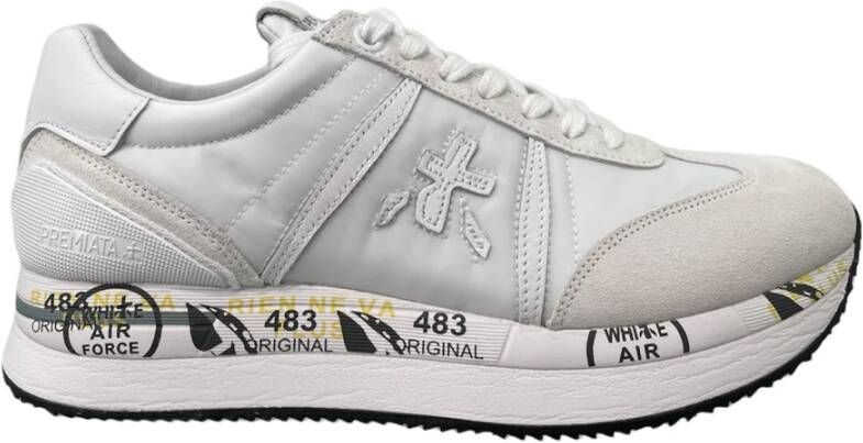 Premiata Conny 5617 Witte Leren en Stoffen Sneakers White