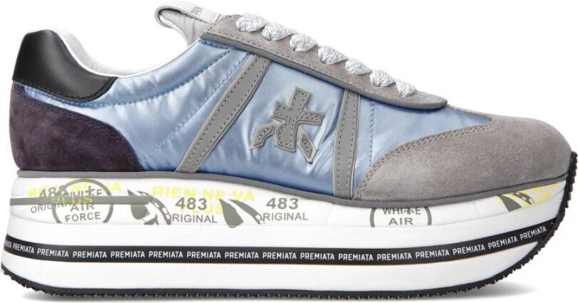 Premiata Sneakers van leer en nylon met logo detail Blauw Dames